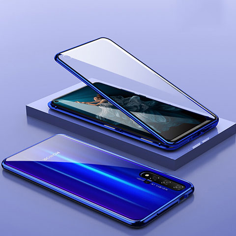 Custodia Lusso Alluminio Laterale Specchio 360 Gradi Cover T10 per Huawei Honor 20S Blu