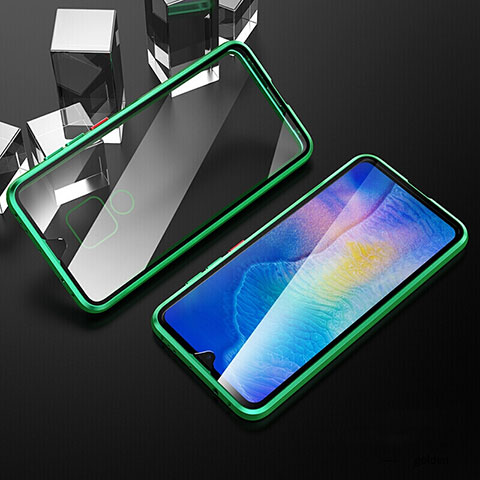 Custodia Lusso Alluminio Laterale Specchio 360 Gradi Cover T10 per Huawei Mate 20 Verde