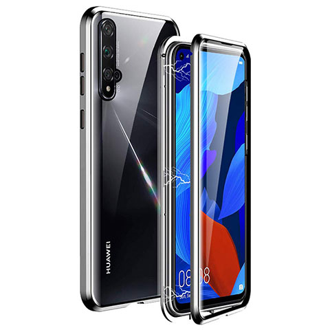 Custodia Lusso Alluminio Laterale Specchio 360 Gradi Cover T11 per Huawei Honor 20 Argento