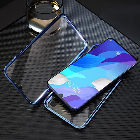 Custodia Lusso Alluminio Laterale Specchio 360 Gradi Cover T11 per Huawei Nova 5 Blu