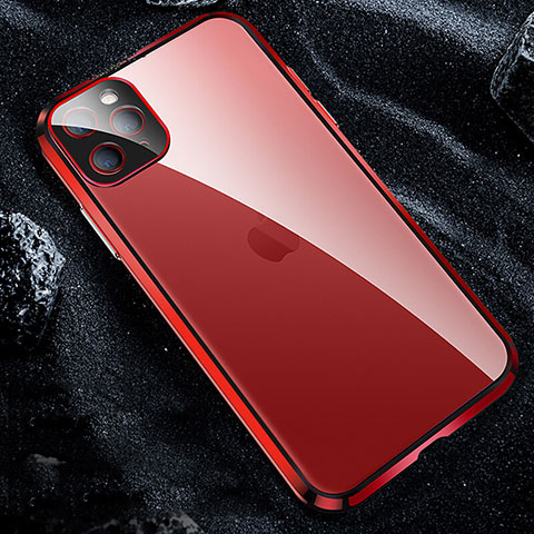 Custodia Lusso Alluminio Laterale Specchio 360 Gradi Cover T12 per Apple iPhone 11 Pro Rosso