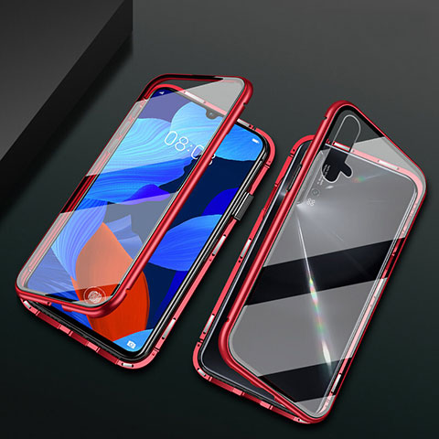 Custodia Lusso Alluminio Laterale Specchio 360 Gradi Cover T12 per Huawei Nova 5 Rosso