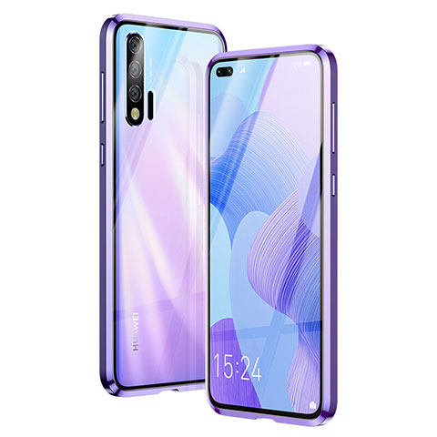 Custodia Lusso Alluminio Laterale Specchio 360 Gradi Cover Z01 per Huawei Nova 6 Viola