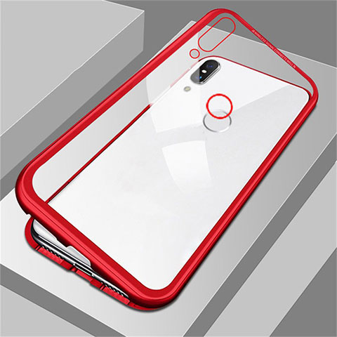 Custodia Lusso Alluminio Laterale Specchio Cover M01 per Huawei P Smart (2019) Rosso