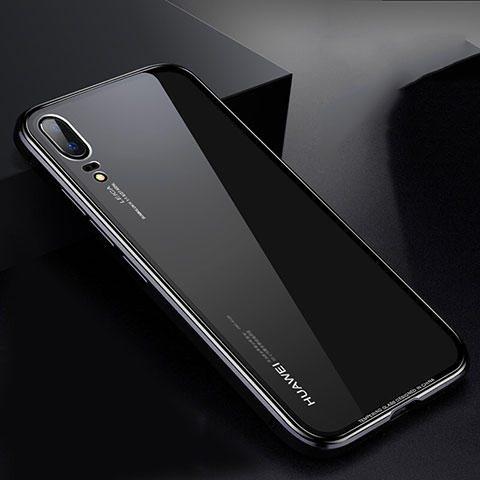 Custodia Lusso Alluminio Laterale Specchio Cover M01 per Huawei P20 Nero