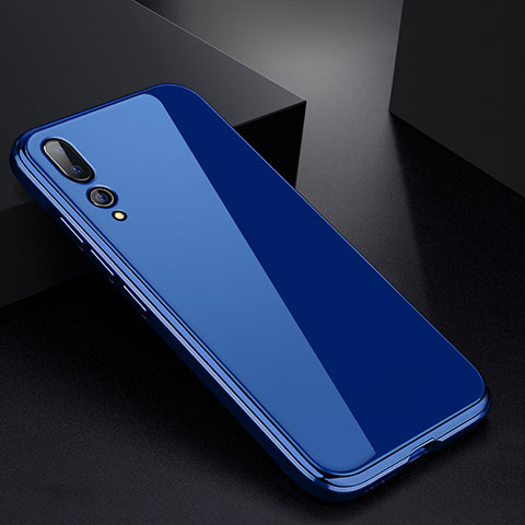 Custodia Lusso Alluminio Laterale Specchio Cover M01 per Huawei P20 Pro Blu