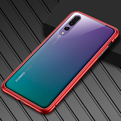 Custodia Lusso Alluminio Laterale Specchio Cover M02 per Huawei P20 Pro Rosso