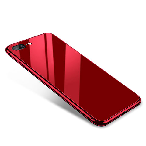 Custodia Lusso Alluminio Laterale Specchio Cover per Apple iPhone 8 Plus Rosso