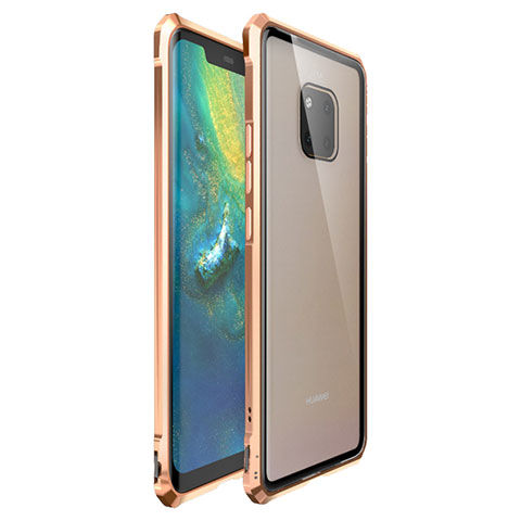 Custodia Lusso Alluminio Laterale Specchio Cover per Huawei Mate 20 Pro Oro