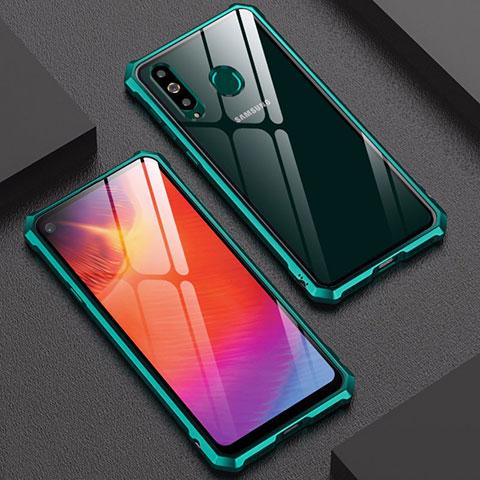 Custodia Lusso Alluminio Laterale Specchio Cover per Samsung Galaxy A8s SM-G8870 Verde