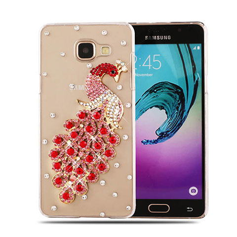 Custodia Lusso Diamante Strass Gioielli Pavone per Samsung Galaxy A5 (2016) SM-A510F Rosso