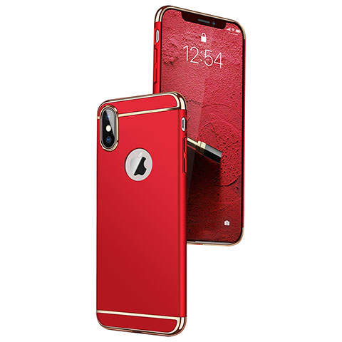 Custodia Lusso Metallo Laterale e Plastica C01 per Apple iPhone Xs Max Rosso