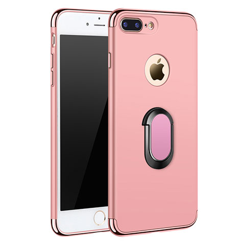 Custodia Lusso Metallo Laterale e Plastica con Anello Supporto A01 per Apple iPhone 7 Plus Oro Rosa