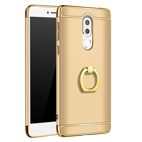 Custodia Lusso Metallo Laterale e Plastica con Anello Supporto per Huawei Honor 6X Oro