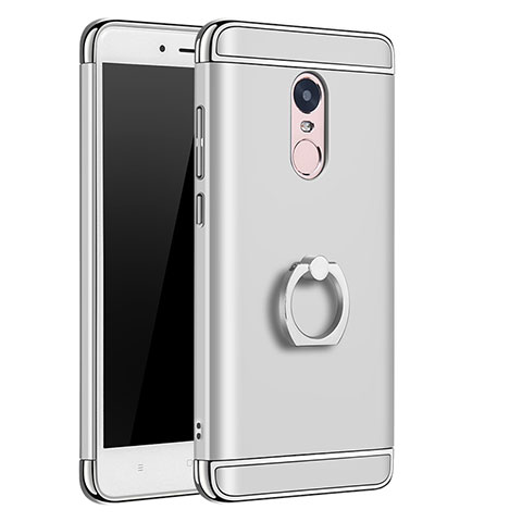 Custodia Lusso Metallo Laterale e Plastica con Anello Supporto per Xiaomi Redmi Note 4 Standard Edition Argento