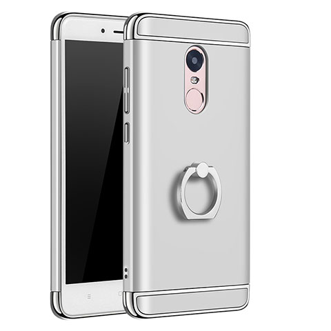 Custodia Lusso Metallo Laterale e Plastica con Anello Supporto per Xiaomi Redmi Note 4X Argento