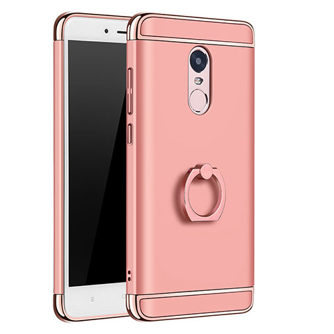 Custodia Lusso Metallo Laterale e Plastica con Anello Supporto per Xiaomi Redmi Note 4X Oro Rosa