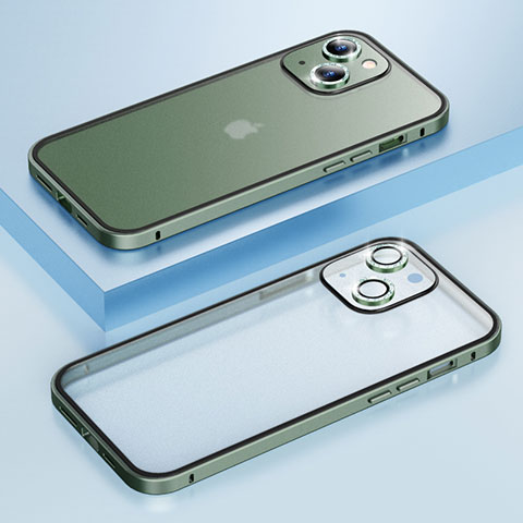 Custodia Lusso Metallo Laterale e Plastica Cover Bling-Bling LF1 per Apple iPhone 15 Plus Verde