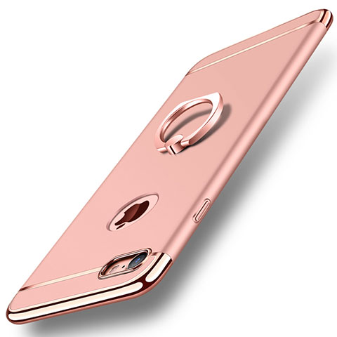 Custodia Lusso Metallo Laterale e Plastica Cover con Anello Supporto A01 per Apple iPhone SE (2020) Oro Rosa