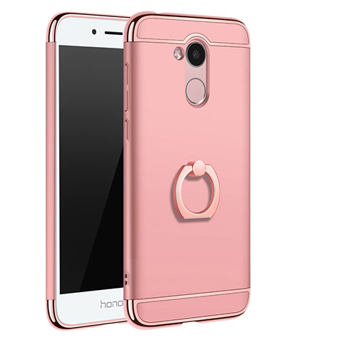 Custodia Lusso Metallo Laterale e Plastica Cover con Anello Supporto A01 per Huawei Honor 6A Oro Rosa