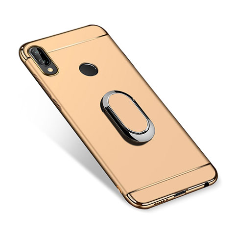 Custodia Lusso Metallo Laterale e Plastica Cover con Anello Supporto A01 per Huawei P Smart+ Plus Oro