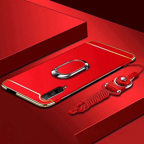 Custodia Lusso Metallo Laterale e Plastica Cover con Anello Supporto A01 per Huawei P Smart Pro (2019) Rosso