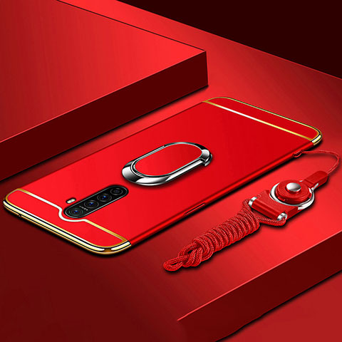 Custodia Lusso Metallo Laterale e Plastica Cover con Anello Supporto A01 per Oppo Reno Ace Rosso