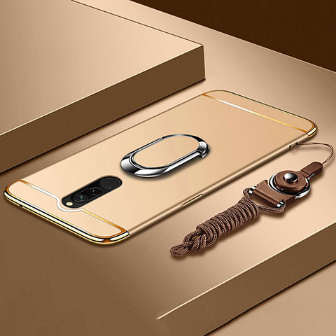 Custodia Lusso Metallo Laterale e Plastica Cover con Anello Supporto A01 per Xiaomi Redmi 8 Oro