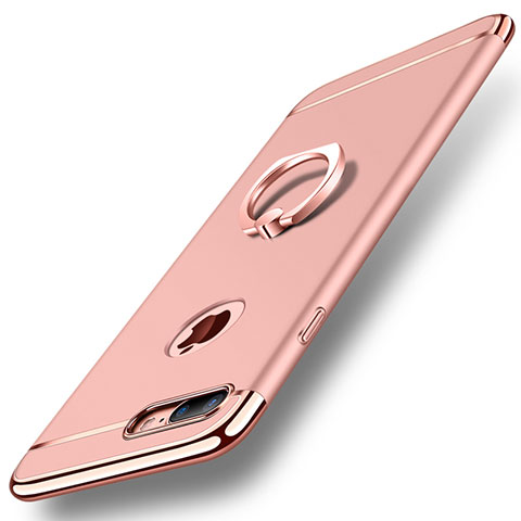 Custodia Lusso Metallo Laterale e Plastica Cover con Anello Supporto A05 per Apple iPhone 7 Plus Oro Rosa