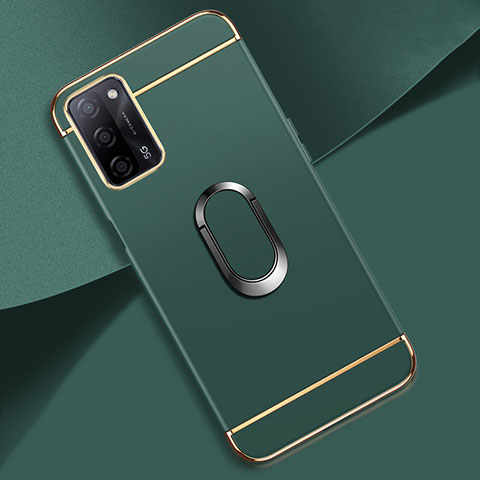 Custodia Lusso Metallo Laterale e Plastica Cover con Anello Supporto P02 per Oppo A53s 5G Verde Notte