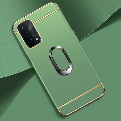 Custodia Lusso Metallo Laterale e Plastica Cover con Anello Supporto P02 per Oppo A54 5G Verde Pastello