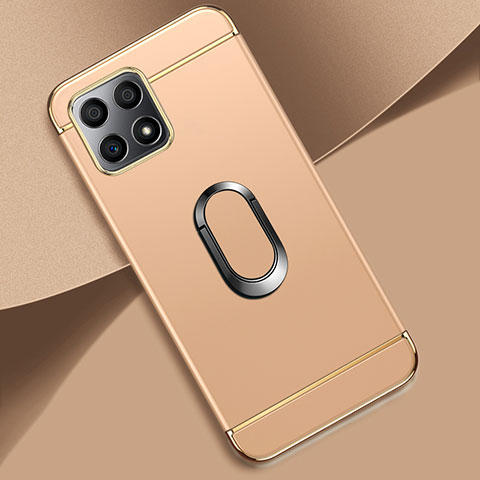 Custodia Lusso Metallo Laterale e Plastica Cover con Anello Supporto per Huawei Honor X30i Oro