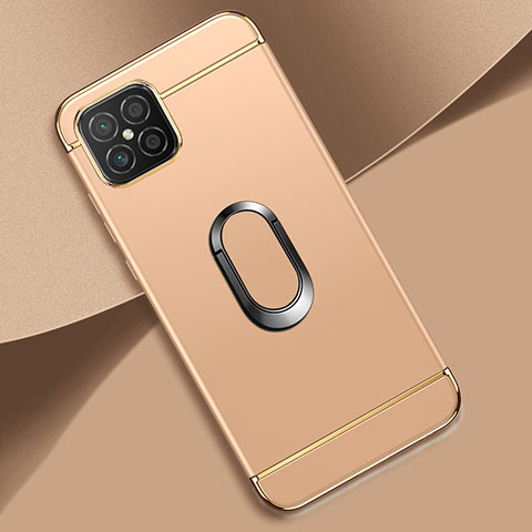 Custodia Lusso Metallo Laterale e Plastica Cover con Anello Supporto per Huawei Nova 8 SE 4G Oro