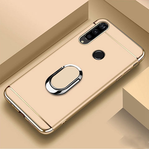 Custodia Lusso Metallo Laterale e Plastica Cover con Anello Supporto T01 per Huawei Honor 20E Oro