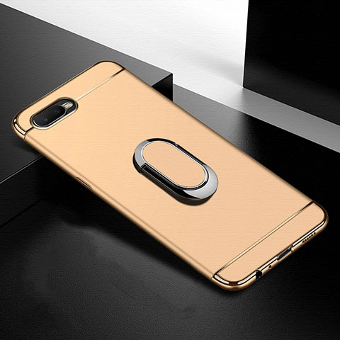 Custodia Lusso Metallo Laterale e Plastica Cover con Anello Supporto T01 per Oppo RX17 Neo Oro