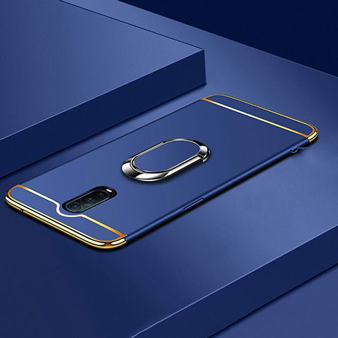 Custodia Lusso Metallo Laterale e Plastica Cover con Anello Supporto T01 per Oppo RX17 Pro Blu