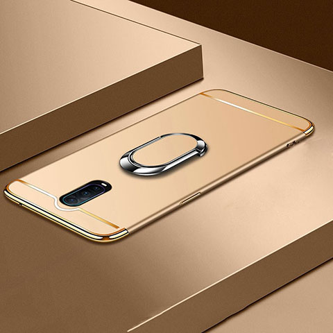 Custodia Lusso Metallo Laterale e Plastica Cover con Anello Supporto T01 per Oppo RX17 Pro Oro