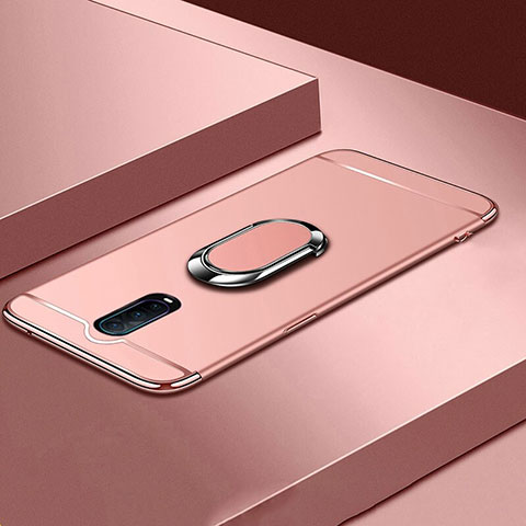 Custodia Lusso Metallo Laterale e Plastica Cover con Anello Supporto T01 per Oppo RX17 Pro Oro Rosa