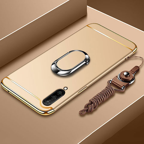 Custodia Lusso Metallo Laterale e Plastica Cover con Anello Supporto T01 per Xiaomi Mi A3 Oro