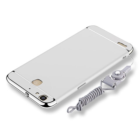 Custodia Lusso Metallo Laterale e Plastica Cover con Cordoncino per Huawei G8 Mini Argento