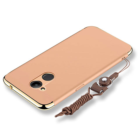 Custodia Lusso Metallo Laterale e Plastica Cover con Cordoncino per Huawei Honor V9 Play Oro