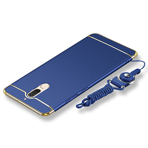 Custodia Lusso Metallo Laterale e Plastica Cover con Cordoncino per Huawei Maimang 6 Blu