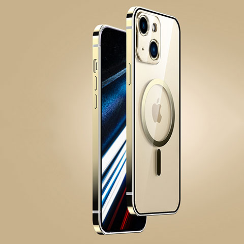 Custodia Lusso Metallo Laterale e Plastica Cover con Mag-Safe Magnetic JB1 per Apple iPhone 14 Plus Oro