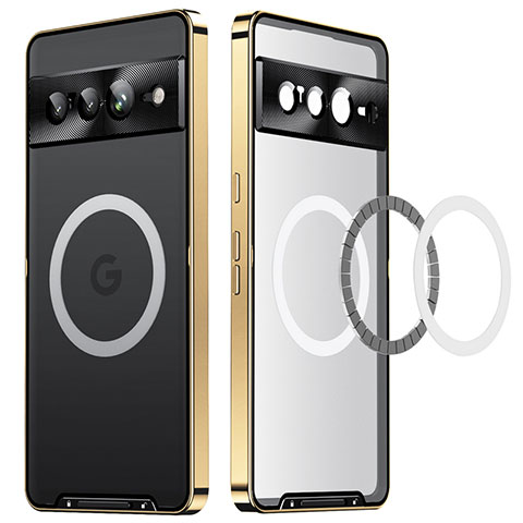 Custodia Lusso Metallo Laterale e Plastica Cover con Mag-Safe Magnetic LK2 per Google Pixel 7 Pro 5G Oro