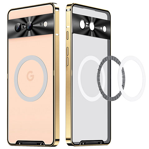 Custodia Lusso Metallo Laterale e Plastica Cover con Mag-Safe Magnetic LK2 per Google Pixel 8 5G Oro