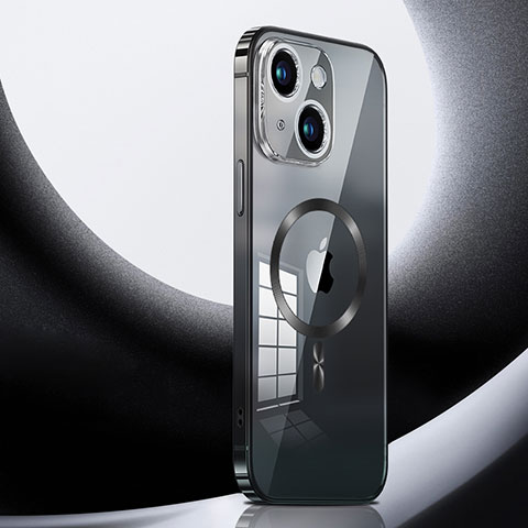 Custodia Lusso Metallo Laterale e Plastica Cover con Mag-Safe Magnetic LK3 per Apple iPhone 13 Nero