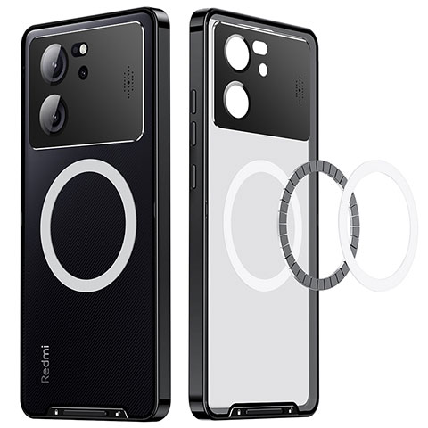 Custodia Lusso Metallo Laterale e Plastica Cover con Mag-Safe Magnetic LK3 per Xiaomi Mi 13T 5G Nero