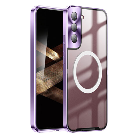 Custodia Lusso Metallo Laterale e Plastica Cover con Mag-Safe Magnetic P01 per Samsung Galaxy S24 5G Viola