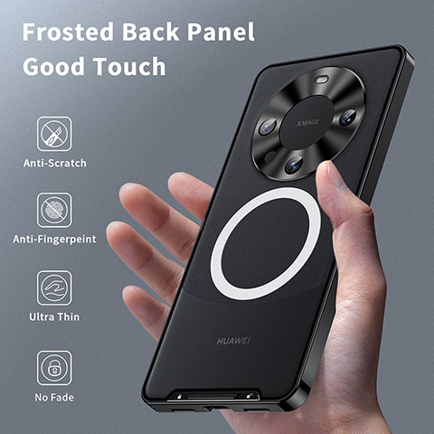 Custodia Lusso Metallo Laterale e Plastica Cover con Mag-Safe Magnetic per Huawei Mate 60 Pro Nero