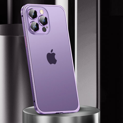 Custodia Lusso Metallo Laterale e Plastica Cover JL2 per Apple iPhone 15 Pro Viola